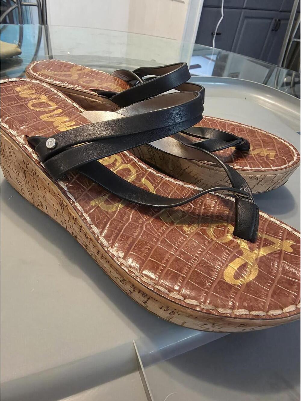 SAM ELDERMAN RASHA NEW LADIES SLIP ON  3" CORK WEDGE FLIP FLOP SANDALS SZ 8M